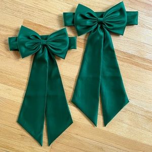 Green sash for flower girl dress.